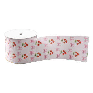 Schattigee Waterverf Cherry Bow Coquette Pattern Grosgrain Lint
