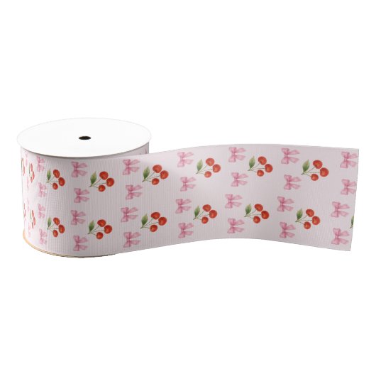 Schattigee Waterverf Cherry Bow Coquette Pattern Grosgrain Lint (Spoel)