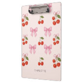 Schattigee Waterverf Cherry Bow Coquette Pattern Klembord (Links)
