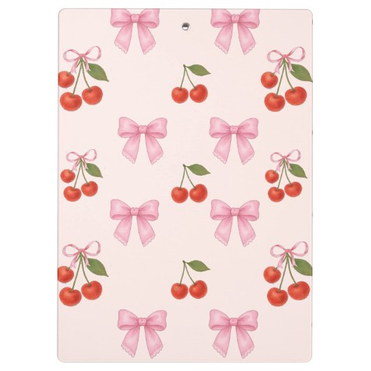 Schattigee Waterverf Cherry Bow Coquette Pattern Klembord (Achterkant)