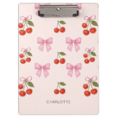 Schattigee Waterverf Cherry Bow Coquette Pattern Klembord (Voorkant)