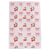 Schattigee Waterverf Cherry Bow Coquette Pattern Medium Cadeauzakje (Achterkant)
