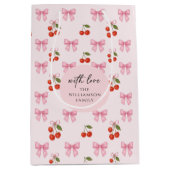 Schattigee Waterverf Cherry Bow Coquette Pattern Medium Cadeauzakje (Voorkant)