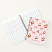 Schattigee Waterverf Cherry Bow Coquette Pattern Notitieboek (Binnen)