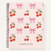 Schattigee Waterverf Cherry Bow Coquette Pattern Notitieboek (Voorkant)