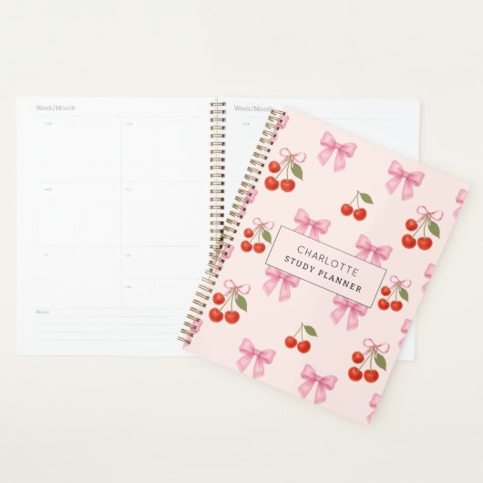 Schattigee Waterverf Cherry Bow Coquette Studieles Planner (Display)