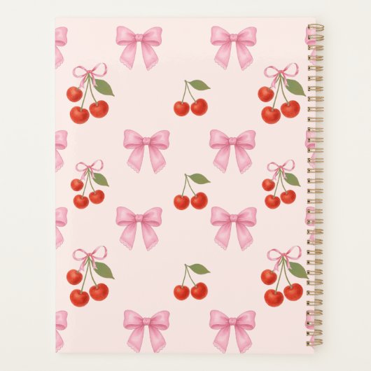 Schattigee Waterverf Cherry Bow Coquette Studieles Planner (Achterkant)