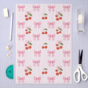 Schattigee Waterverf Cherry Pink Bow Coquette Gift Tissuepapier
