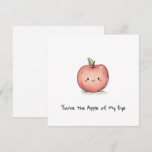 Schattigee Waterverf Chibi Apple Feestdagenkaart (Voorkant / Achterkant)