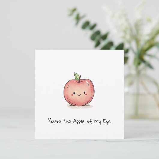  Schattigee Waterverf Chibi Apple Feestdagenkaart (Staand voorkant)