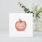 Schattigee Waterverf Chibi Apple Feestdagenkaart (Staand voorkant)
