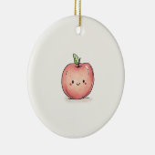 Schattigee Waterverf Chibi Apple Keramisch Ornament (Rechts)