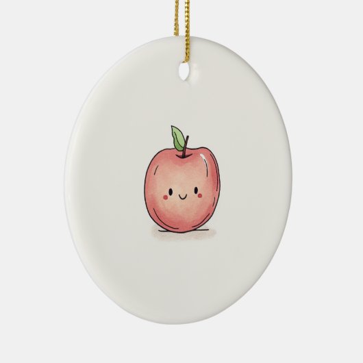 Schattigee Waterverf Chibi Apple Keramisch Ornament (Rechts)