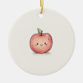 Schattigee Waterverf Chibi Apple Keramisch Ornament (Voorkant)