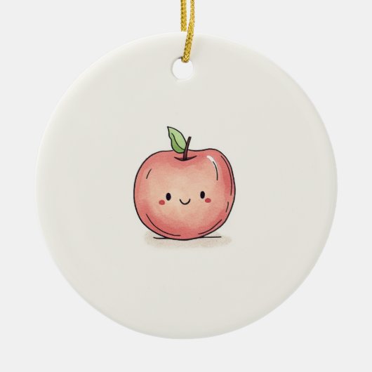 Schattigee Waterverf Chibi Apple Keramisch Ornament (Voorkant)
