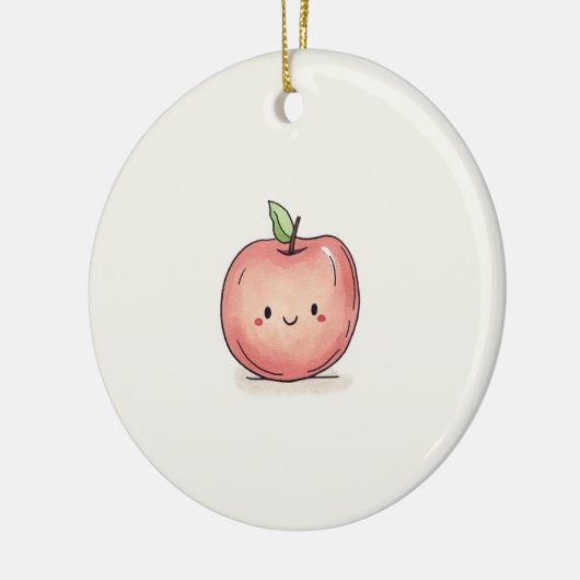 Schattigee Waterverf Chibi Apple Keramisch Ornament (Links)