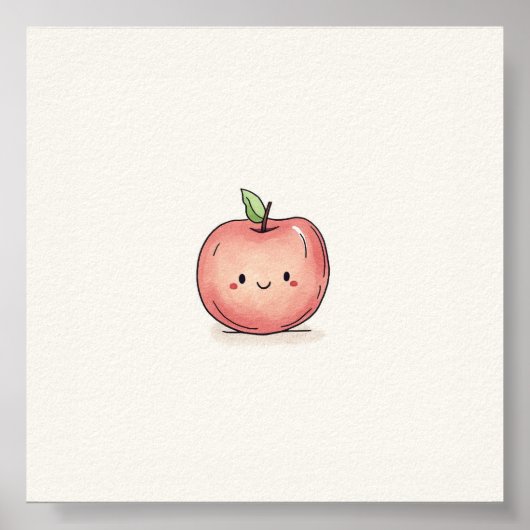 Schattigee Waterverf Chibi Apple Poster (Voorkant)