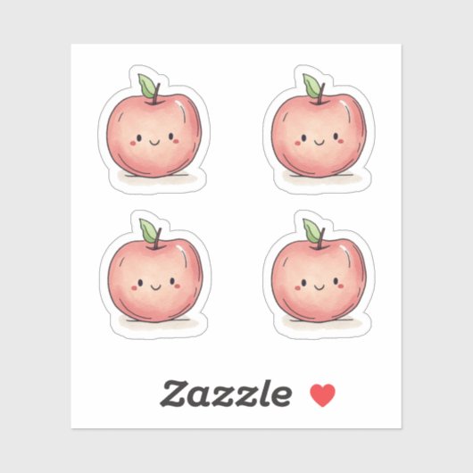 Schattigee Waterverf Chibi Apple Sticker (Vel)