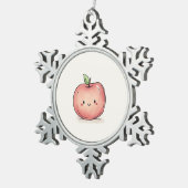 Schattigee Waterverf Chibi Apple Tin Sneeuwvlok Ornament (Rechts)