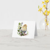Schattigee Waterverf Chick met Flowers Kaart (Gele Bloem)