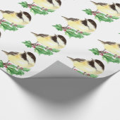 Schattigee Waterverf Chickadee Holly Berry Christm Cadeaupapier (Hoek)