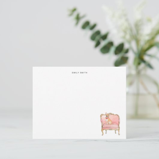 Schattigee Waterverf Chihuahua hondenflat Dank U K Bedankkaart (Staand voorkant)