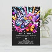 Schattigee Waterverf Chique Vlinder Verjaardag Kaart (Staand voorkant)
