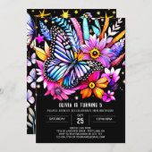 Schattigee Waterverf Chique Vlinder Verjaardag Kaart (Voorkant / Achterkant)