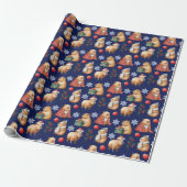 Schattigee Waterverf Christmas Capybara Cadeaupapier (Uitgerold)