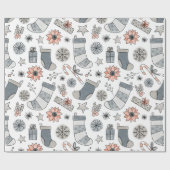 Schattigee Waterverf Christmas Stocking Doodles Cadeaupapier (Vlak)