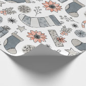 Schattigee Waterverf Christmas Stocking Doodles Cadeaupapier (Hoek)