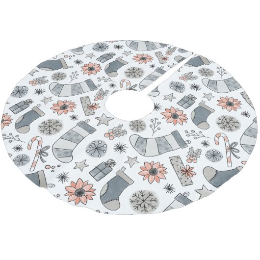 Schattigee Waterverf Christmas Stocking Doodles Kerstboom Rok (Gekanteld)