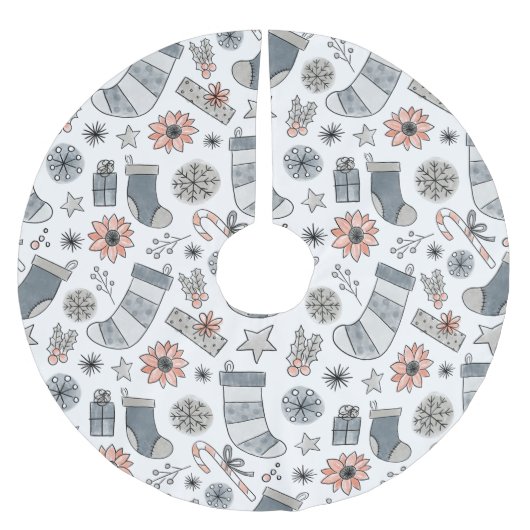 Schattigee Waterverf Christmas Stocking Doodles Kerstboom Rok (Voorkant)