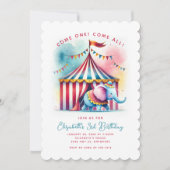 Schattigee Waterverf Circus Olifant Verjaardag Kaart (Voorkant)