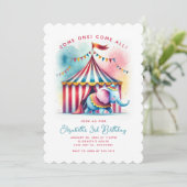 Schattigee Waterverf Circus Olifant Verjaardag Kaart (Staand voorkant)