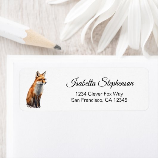 Schattigee Waterverf Clever Fox Retouradres Etiket (Insitu)