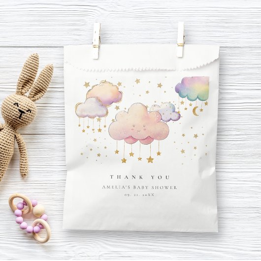 Schattigee Waterverf Cloud Star Baby Girl Shower Bedankzakje
