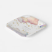 Schattigee Waterverf Cloud Star Baby Girl Shower Papieren Bordje (Gebogen)