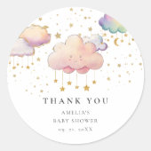 Schattigee Waterverf Cloud Star Baby Girl Shower Ronde Sticker (Voorkant)