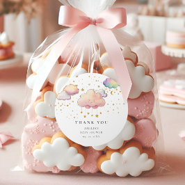 Schattigee Waterverf Cloud Star Baby Girl Shower Ronde Sticker