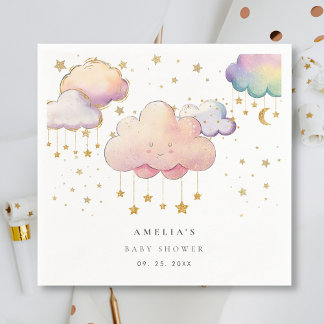Schattigee Waterverf Cloud Star Baby Girl Shower Servet