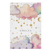 Schattigee Waterverf Cloud Star Baby Meisje Kweker Perfect Poster (Voorkant)