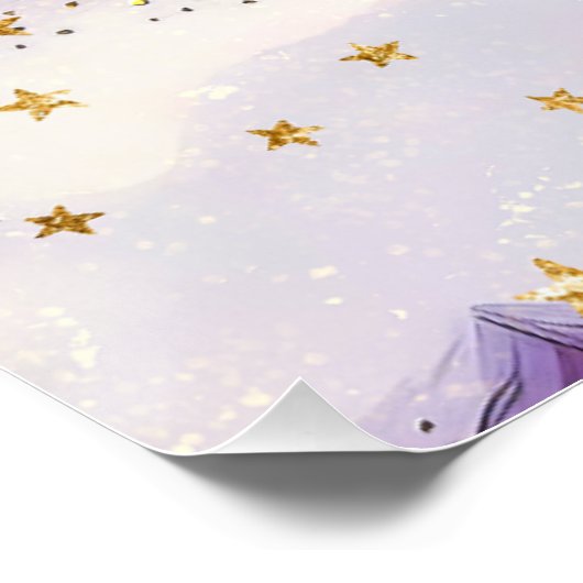 Schattigee Waterverf Cloud Star Baby Meisje Kweker Perfect Poster (Hoek)