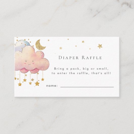 Schattigee Waterverf Cloud Star Baby Meisje Luier  Informatiekaartje (Voorkant)