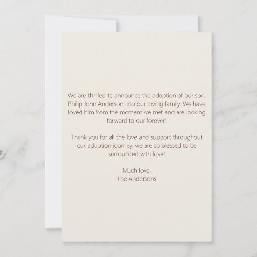 Schattigee Waterverf Clouds Foto Adoption Aankondiging (Achterkant)