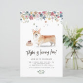 Schattigee Waterverf Corgi Dog Verjaardagsuitnodig (Staand voorkant)