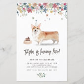 Schattigee Waterverf Corgi Dog Verjaardagsuitnodig (Voorkant)