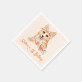 Schattigee Waterverf Corgi en Perzikbloemen Verjaa Servet (Hoek)