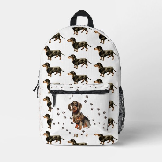 Schattigee Waterverf Dachshund Dog Pattern Monogra Bedrukte Rugzak (Voorkant)
