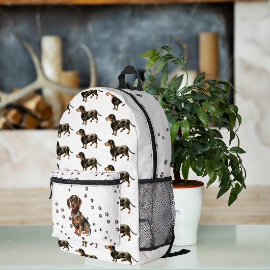 Schattigee Waterverf Dachshund Dog Pattern Monogra Bedrukte Rugzak